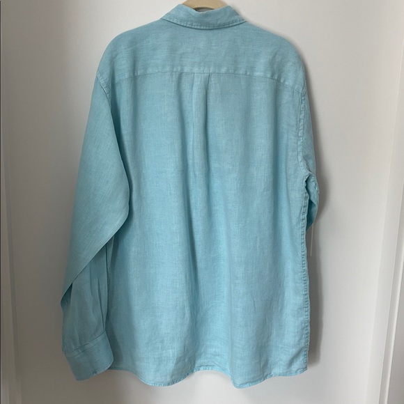 Peter Millar 100% Linen Blue Long Sleeve Shirt Size Large - Picture 6 of 6